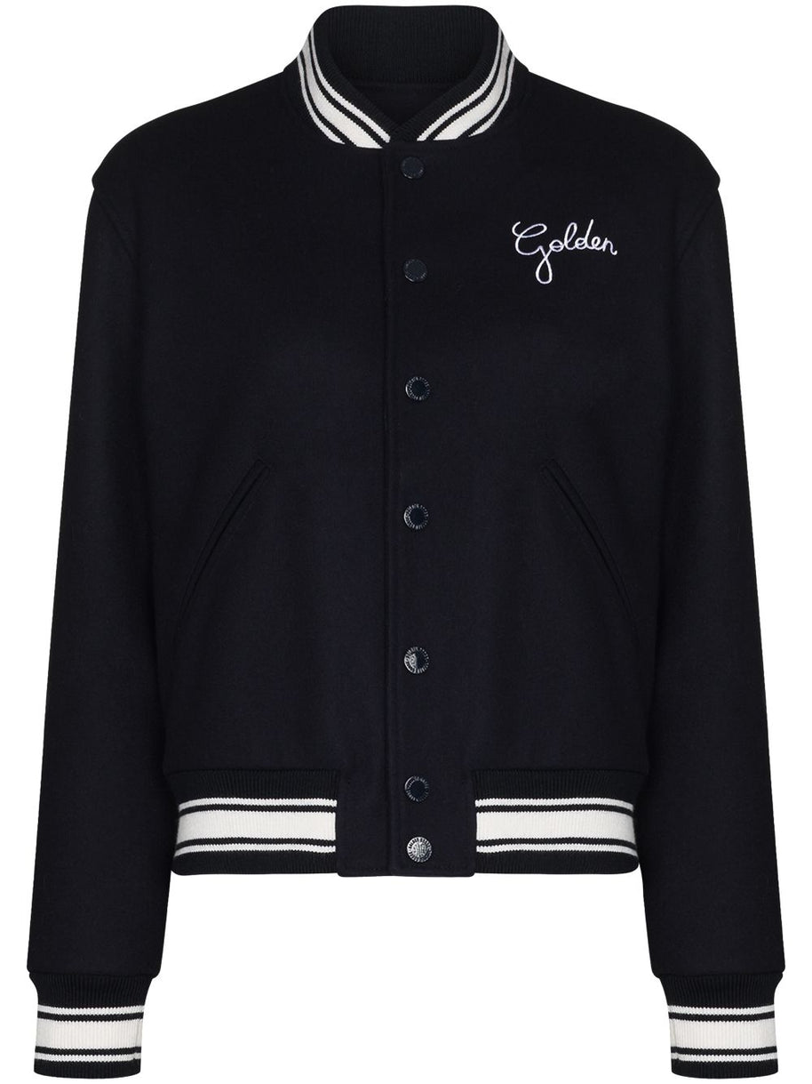 Golden Goose Wool Blend Bomber Jacket In Blue