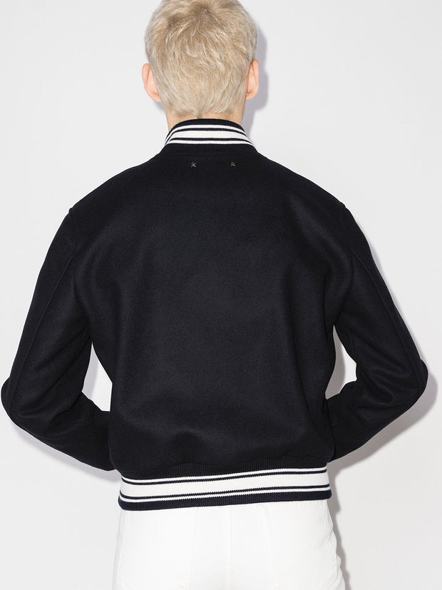 Golden Goose Wool Blend Bomber Jacket In Blue