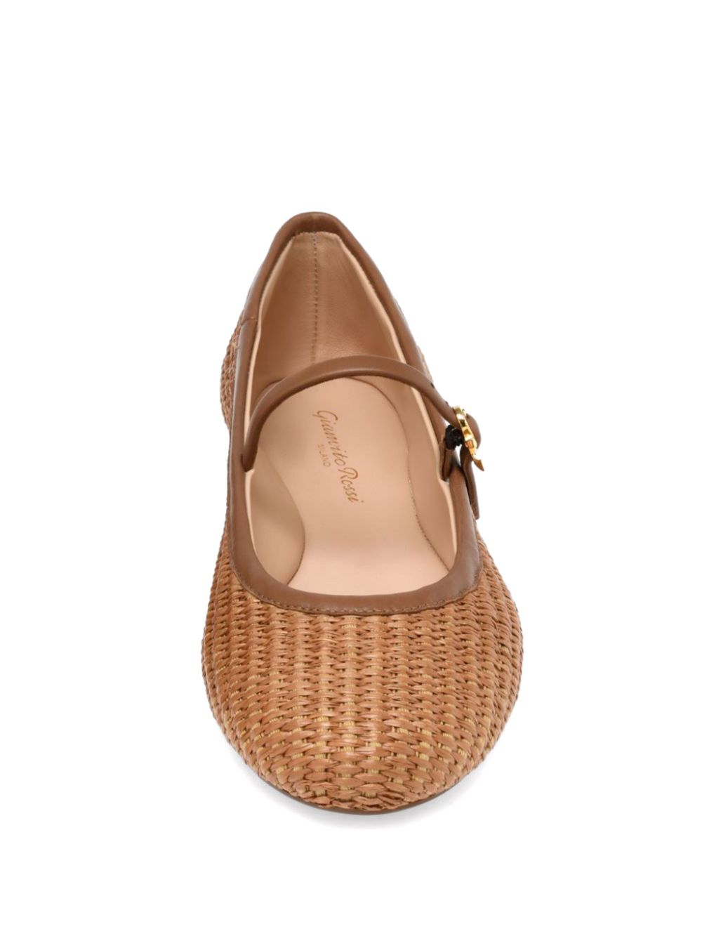 Gianvito Rossi Raffia Ballet Flats Leather Brown