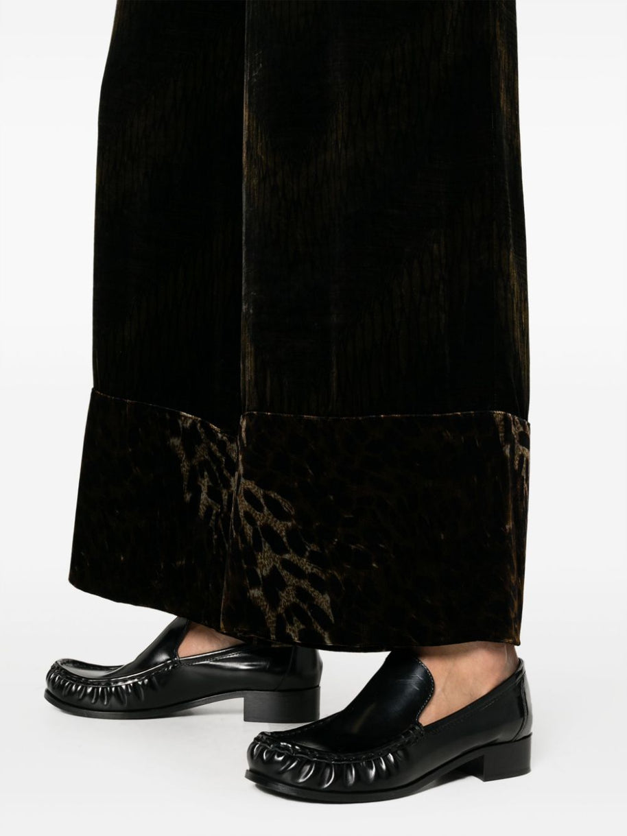Pierre Louis Mascia Velvet Wide Leg Trousers In Brown