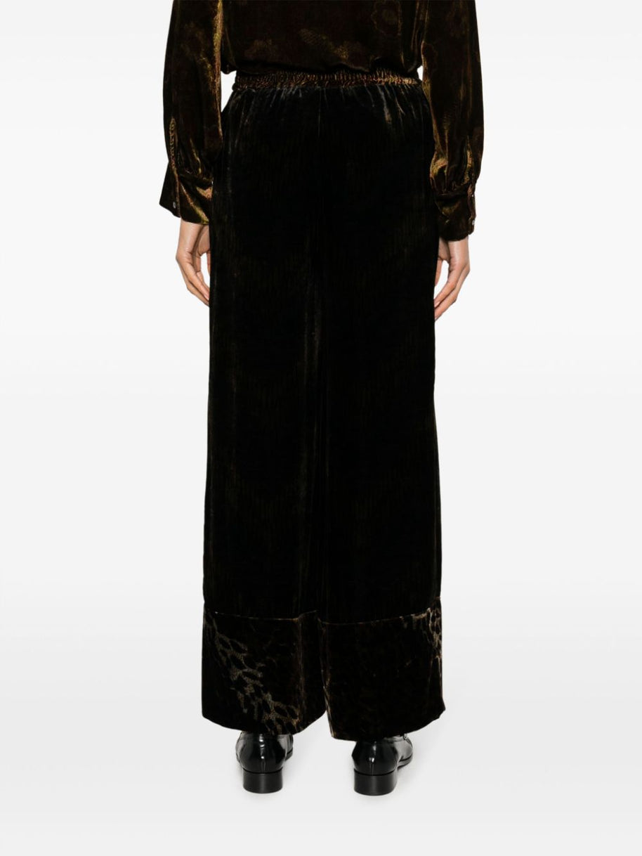Pierre Louis Mascia Velvet Wide Leg Trousers In Brown
