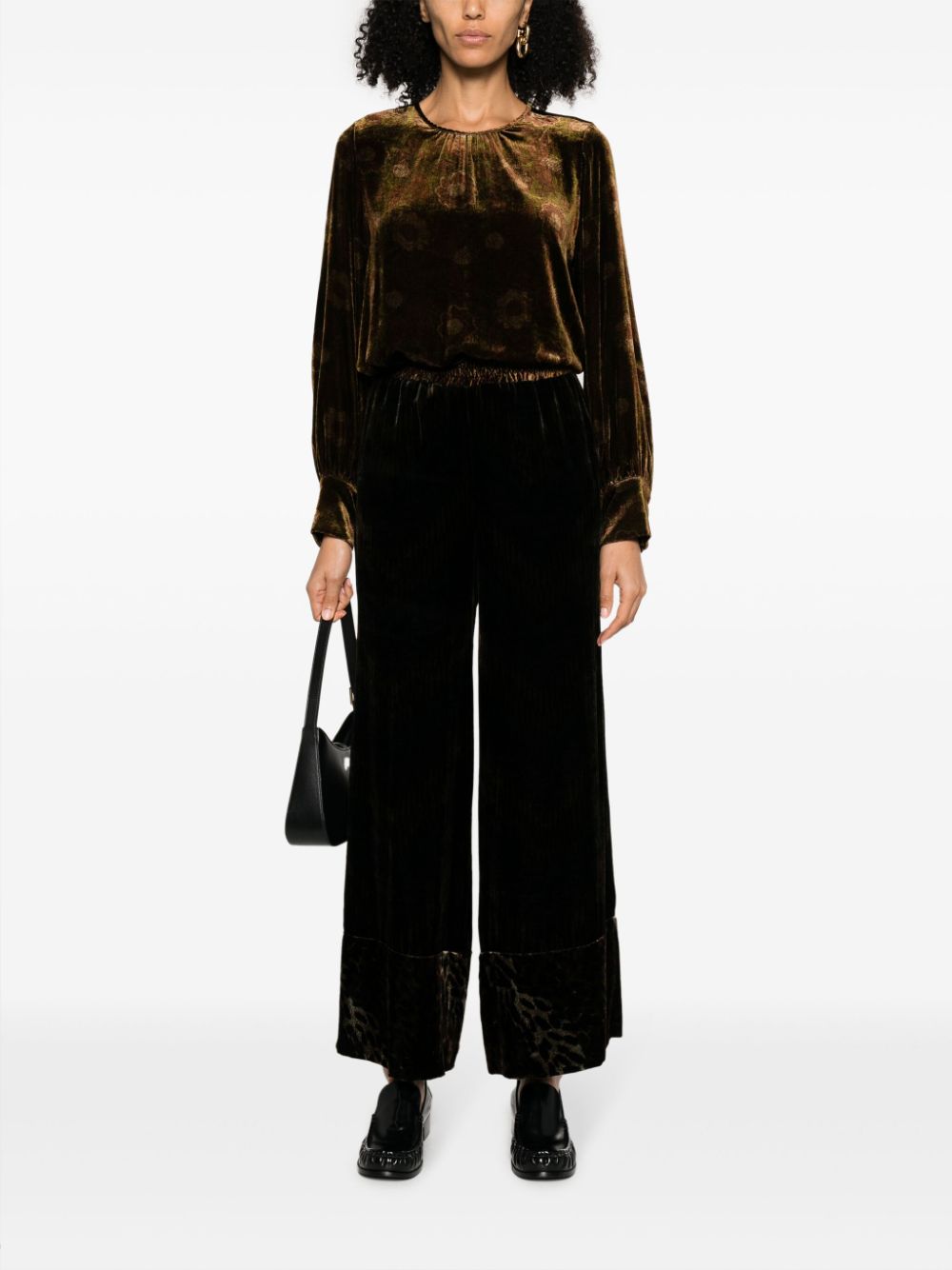 Pierre Louis Mascia Velvet Wide Leg Trousers In Brown