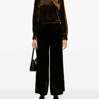Pierre Louis Mascia Velvet Wide Leg Trousers In Brown