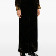 Pierre Louis Mascia Velvet Wide Leg Trousers In Brown