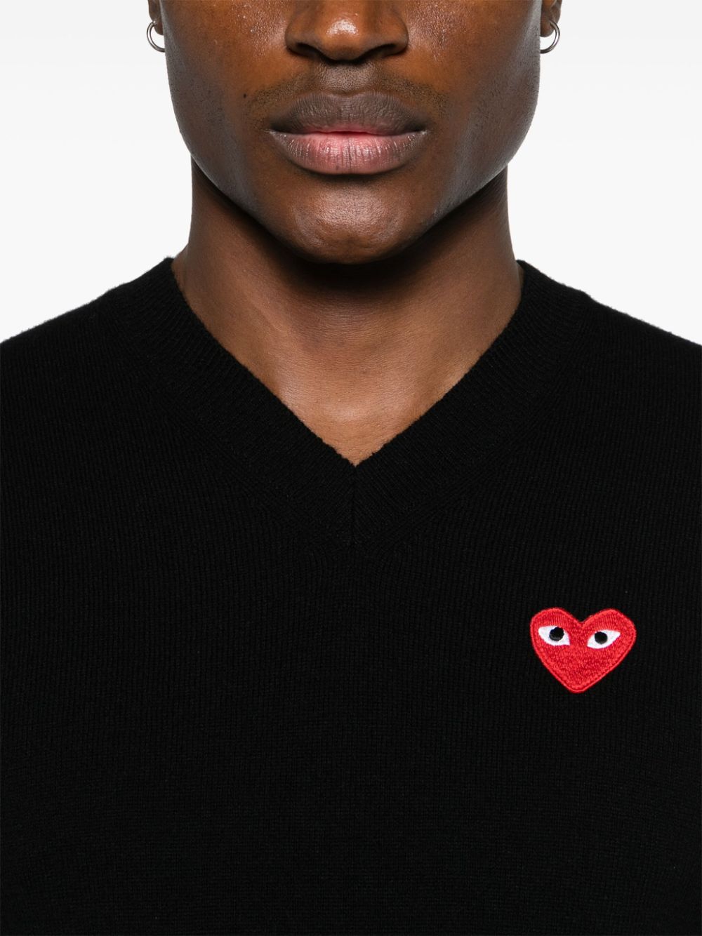 Comme Des Garcons Wool V-neck Sweater Black