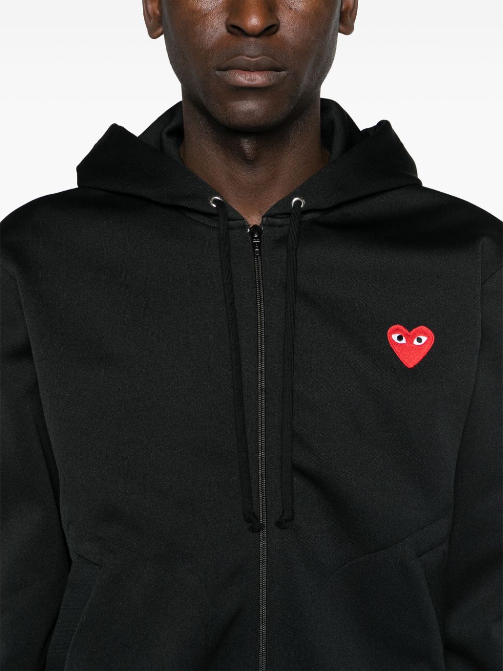 Comme Des Garcons Embroidered Full Zip Hooded Sweatshirt Black