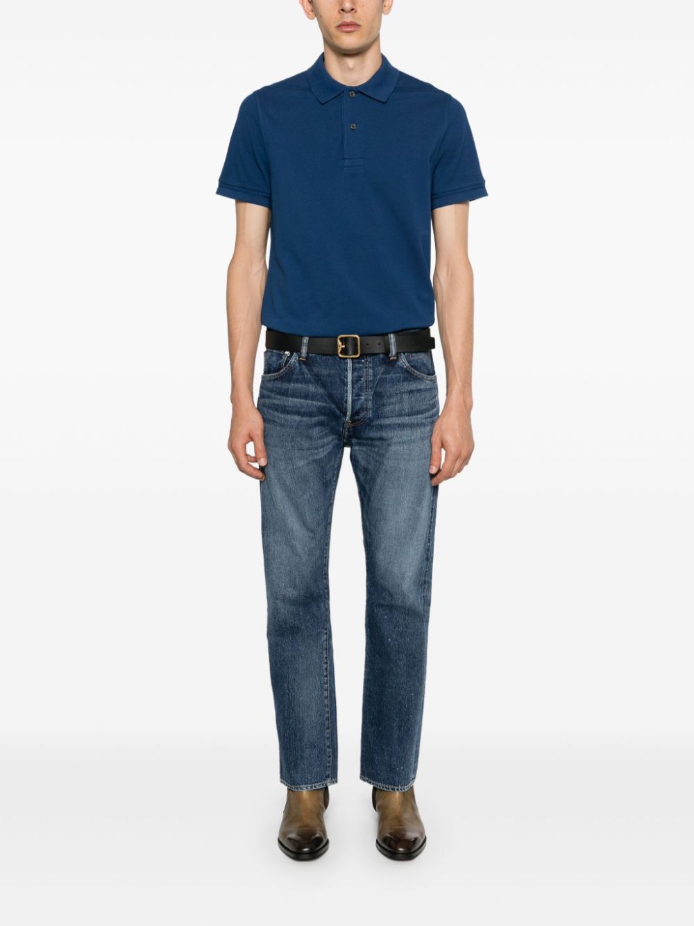 Tom Ford Blue Cotton Polo Shirt