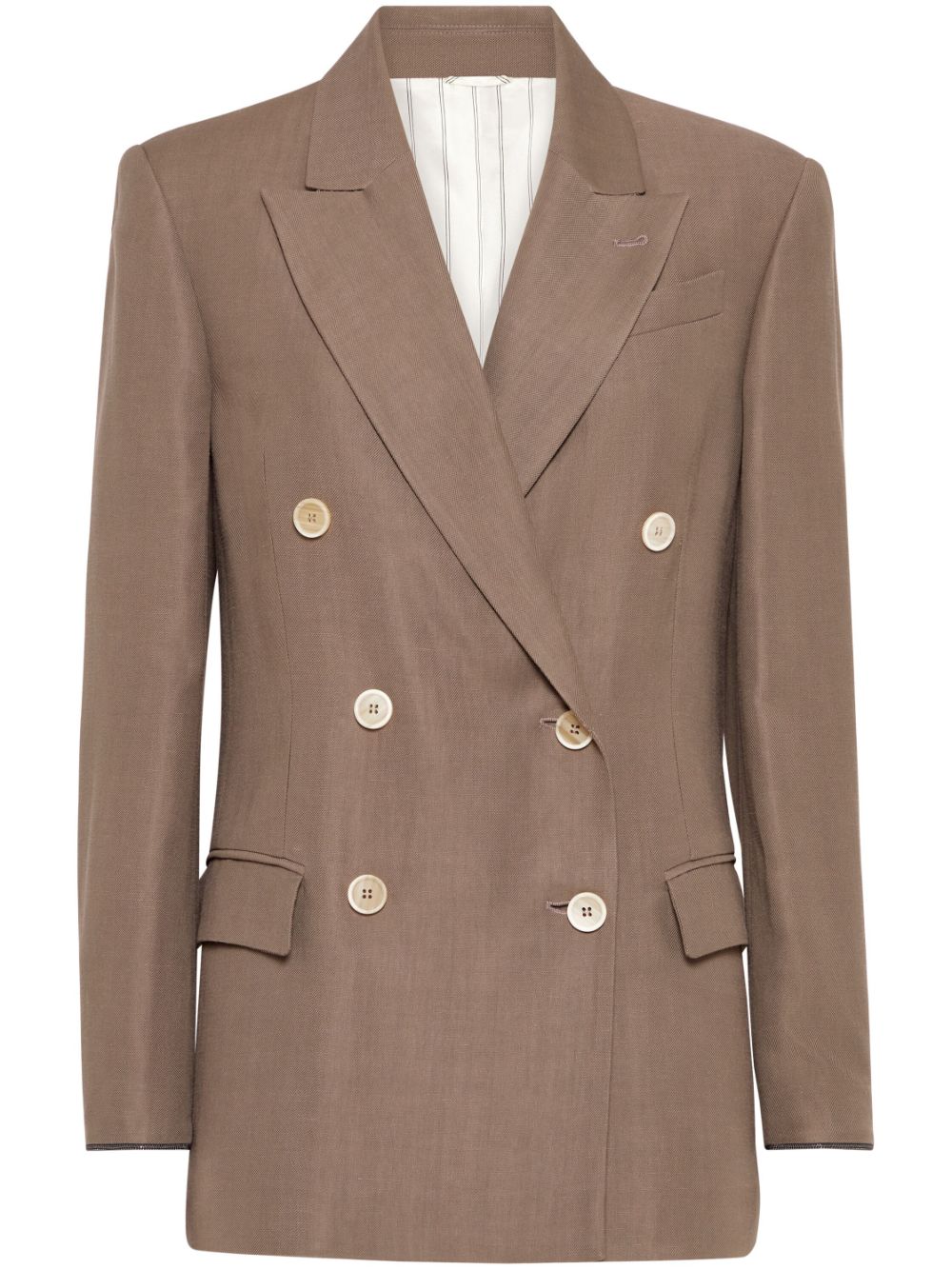 Brunello Cucinelli Linen Blend Double Breasted Jacket