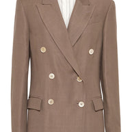 Brunello Cucinelli Linen Blend Double Breasted Jacket