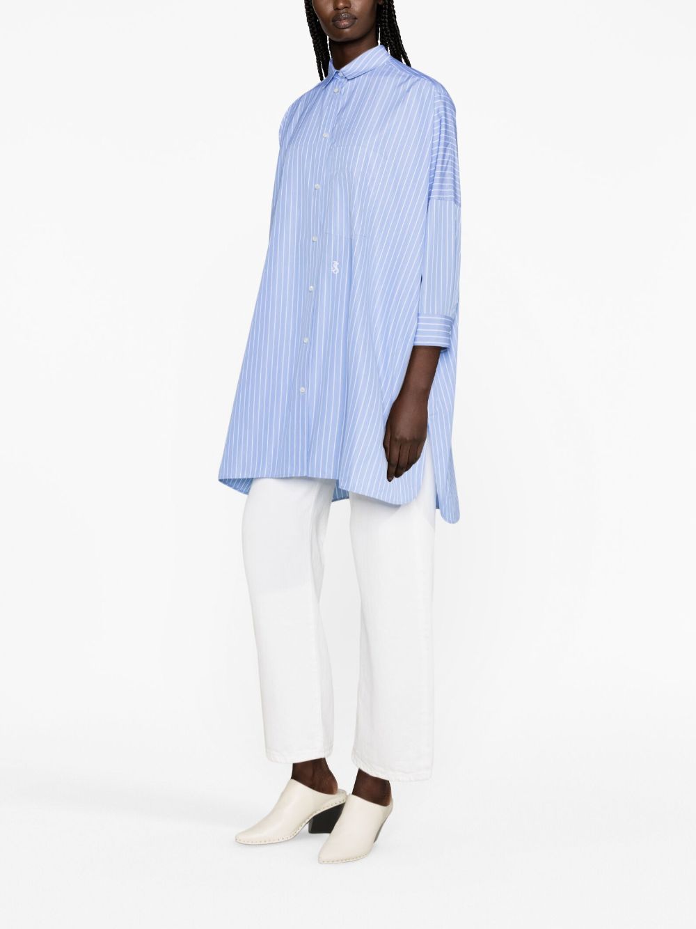 Jil Sander Oversized Striped Shirt Clear Blue