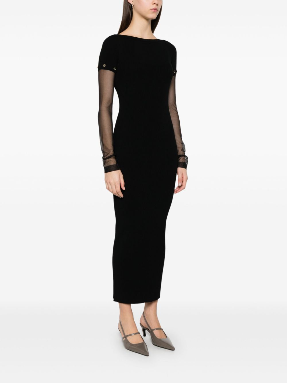 SPORTMAX PRE Black Long Dress With Detachable Sleeves