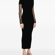 SPORTMAX PRE Black Long Dress With Detachable Sleeves
