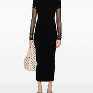 SPORTMAX PRE Black Long Dress With Detachable Sleeves