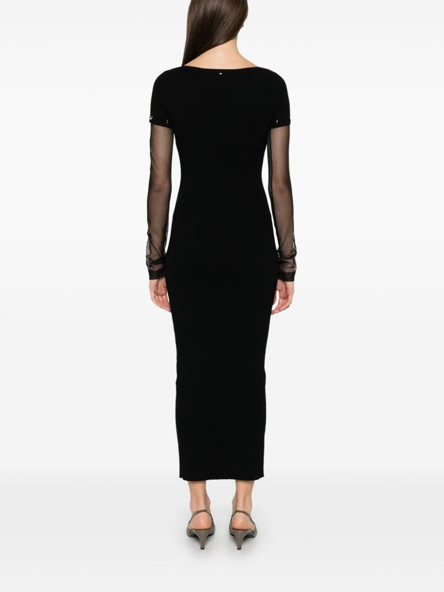 SPORTMAX PRE Black Long Dress With Detachable Sleeves