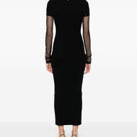 SPORTMAX PRE Black Long Dress With Detachable Sleeves