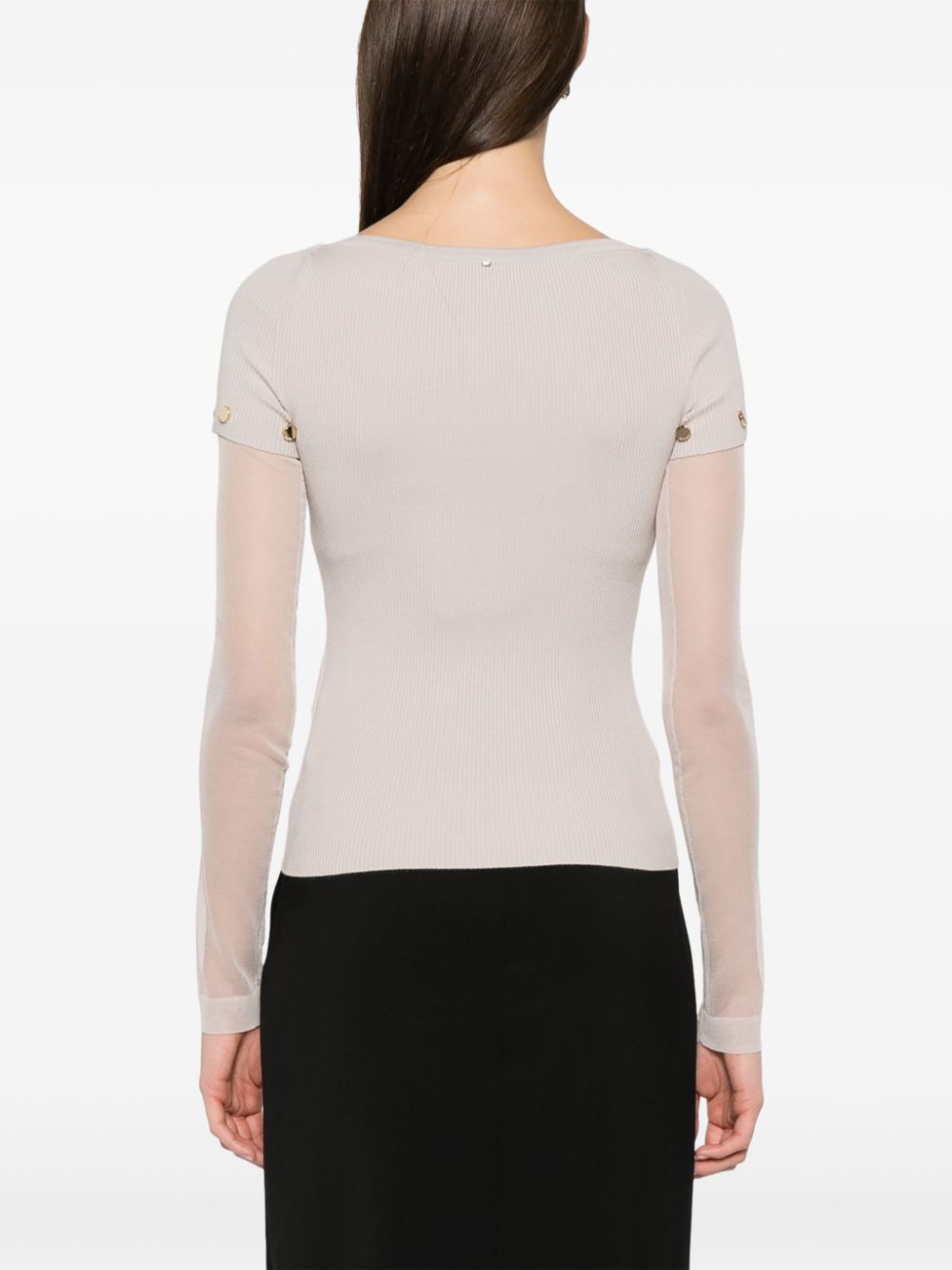 SPORTMAX PRE Ribbed Knit Top With Detachable Sleeves Dove Grey