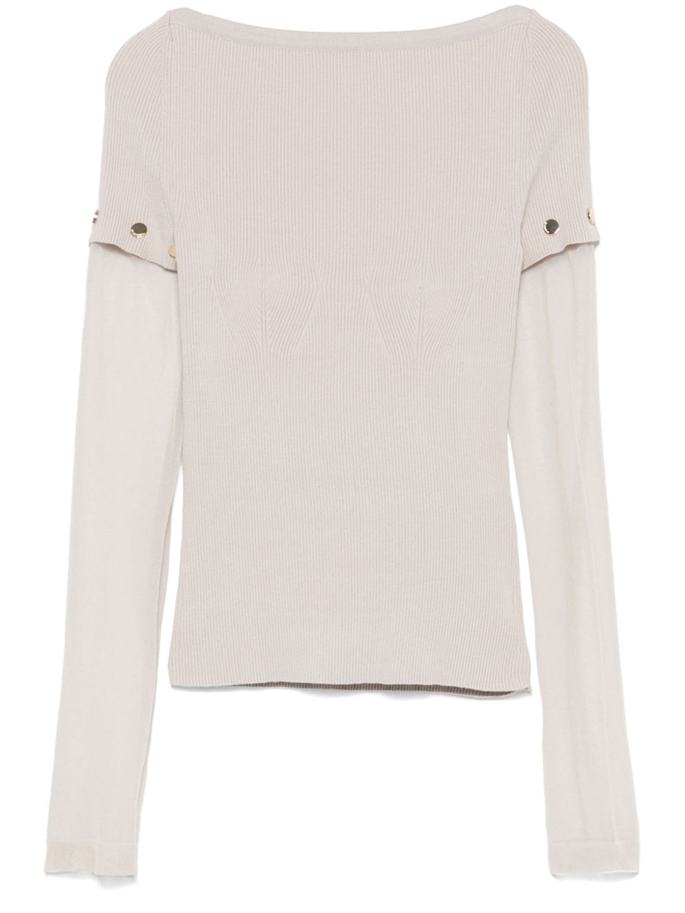 SPORTMAX PRE Ribbed Knit Top With Detachable Sleeves Dove Grey