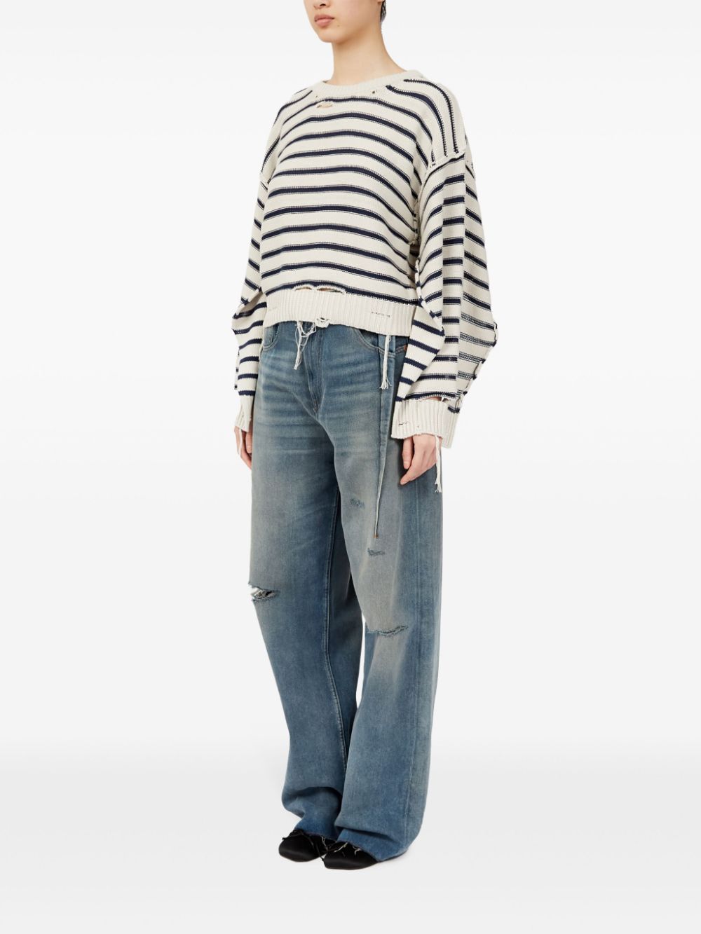 MM6 Maison Margiela Distressed Striped Sweater