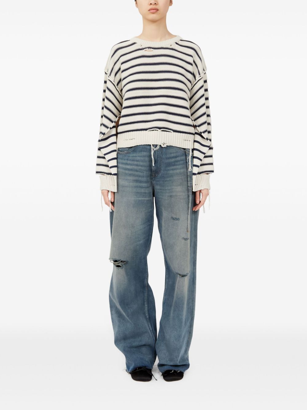 MM6 Maison Margiela Distressed Striped Sweater