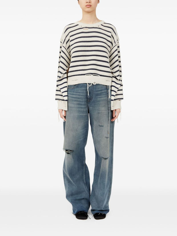 MM6 Maison Margiela Distressed Striped Sweater