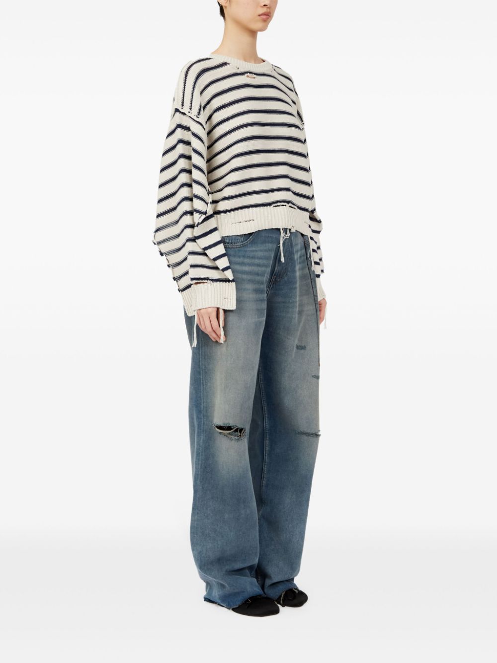 MM6 Maison Margiela Distressed Striped Sweater