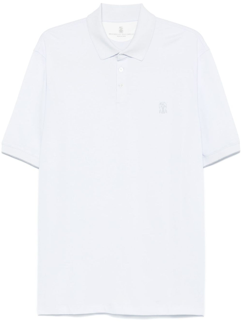 Brunello Cucinelli Cotton Polo Shirt In Clear Blue
