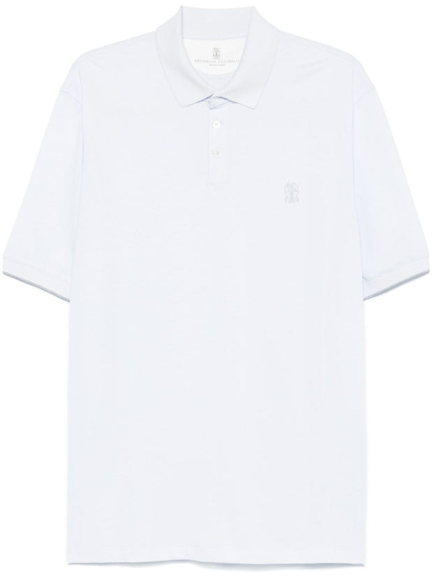 Brunello Cucinelli Cotton Polo Shirt In Clear Blue