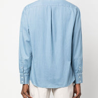 Brunello Cucinelli Chambray Shirt In Clear Blue