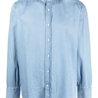 Brunello Cucinelli Chambray Shirt In Clear Blue