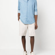 Brunello Cucinelli Chambray Shirt In Clear Blue
