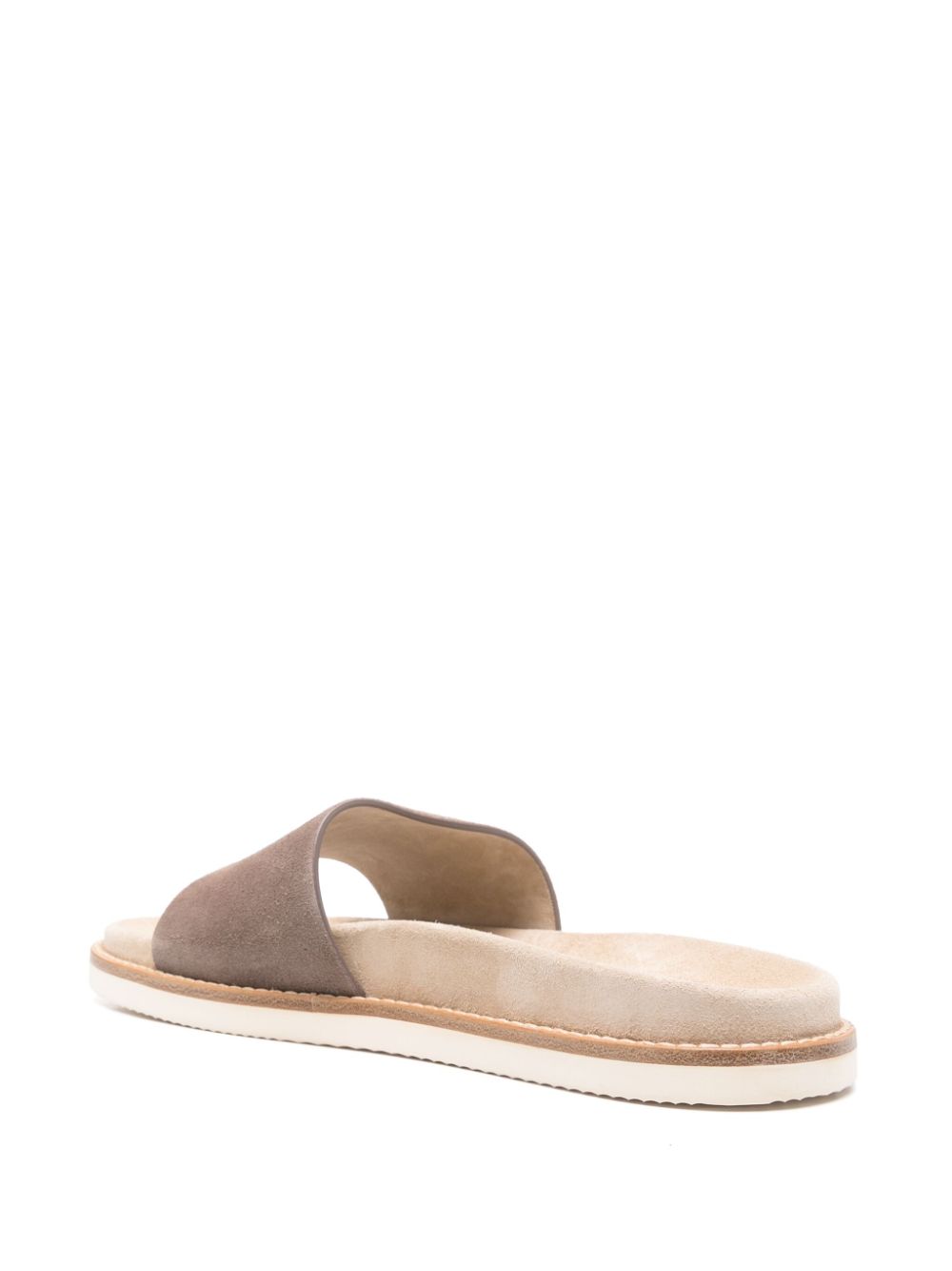 Brunello Cucinelli Suede Slide Sandals Beige