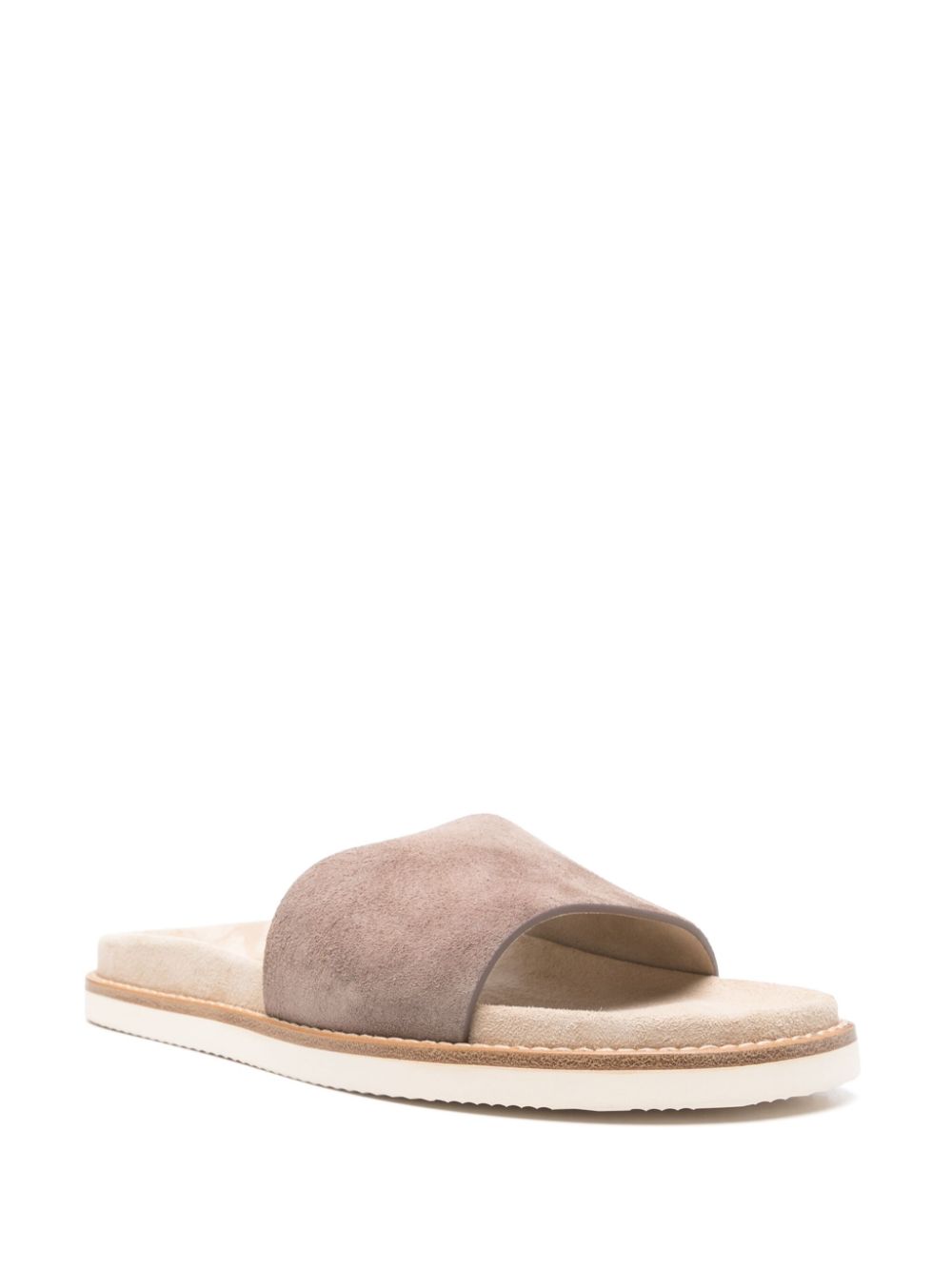 Brunello Cucinelli Suede Slide Sandals Beige