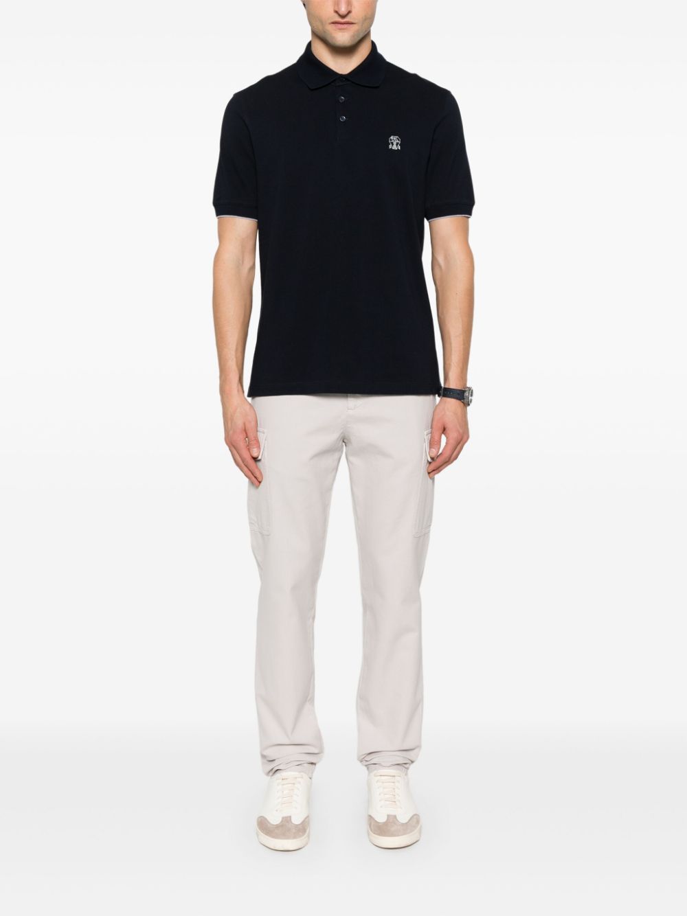 Brunello Cucinelli Cotton Polo Shirt Blue