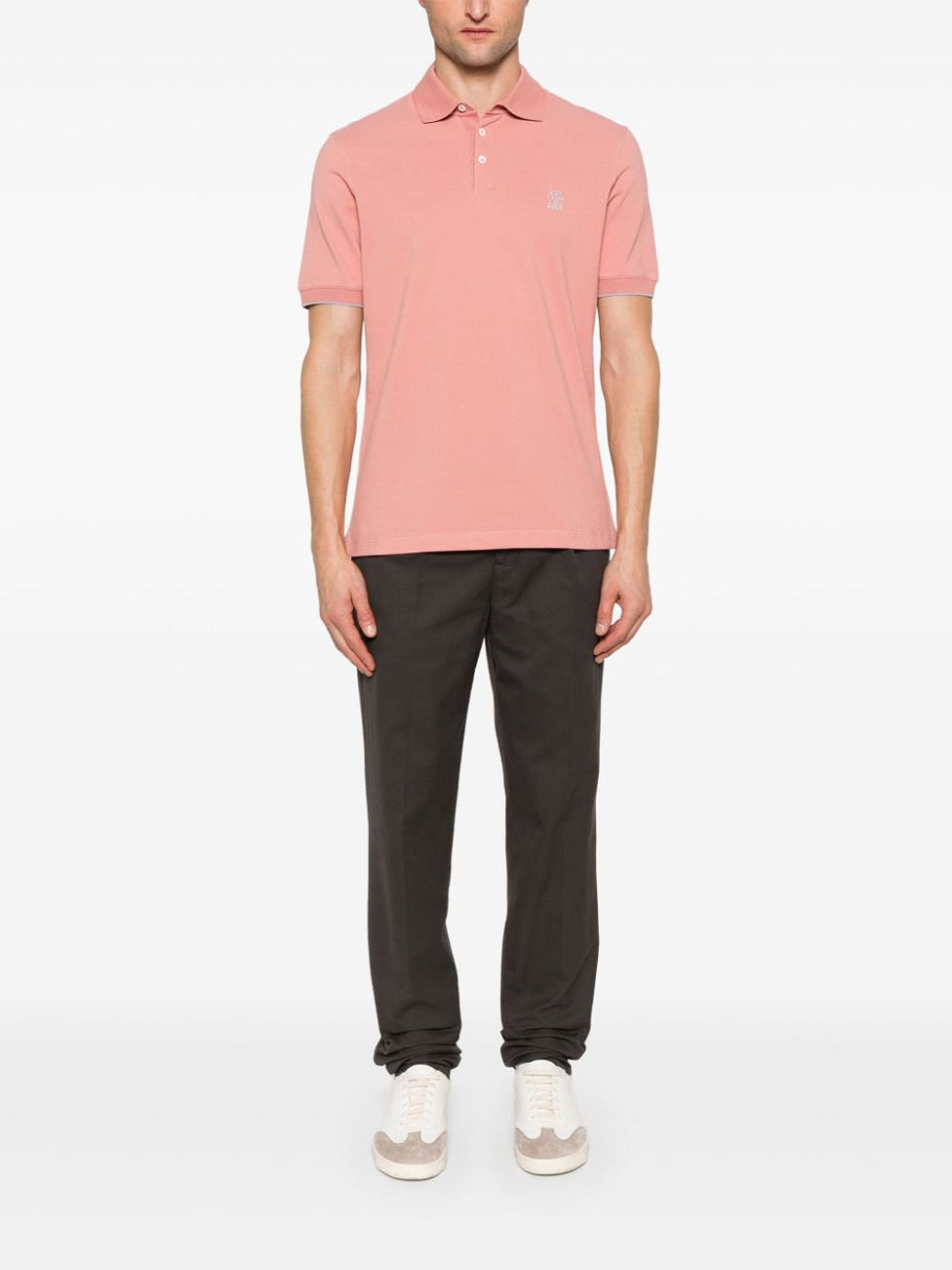Brunello Cucinelli Cotton Polo Shirt In Orange