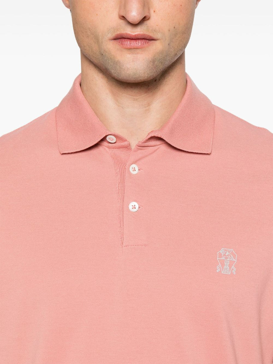 Brunello Cucinelli Cotton Polo Shirt In Orange