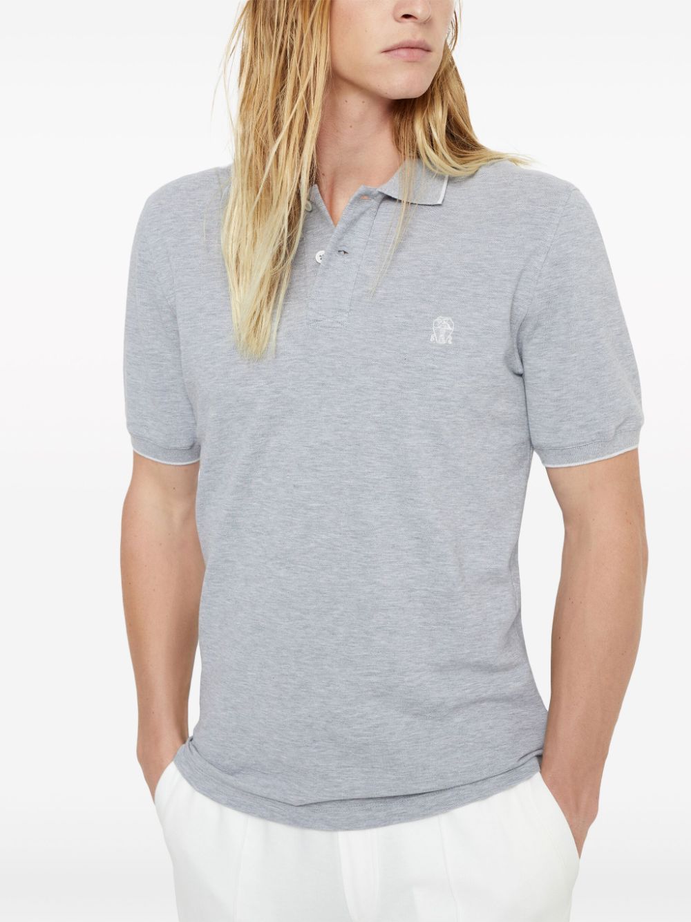 Brunello Cucinelli Cotton Pique Polo Grey