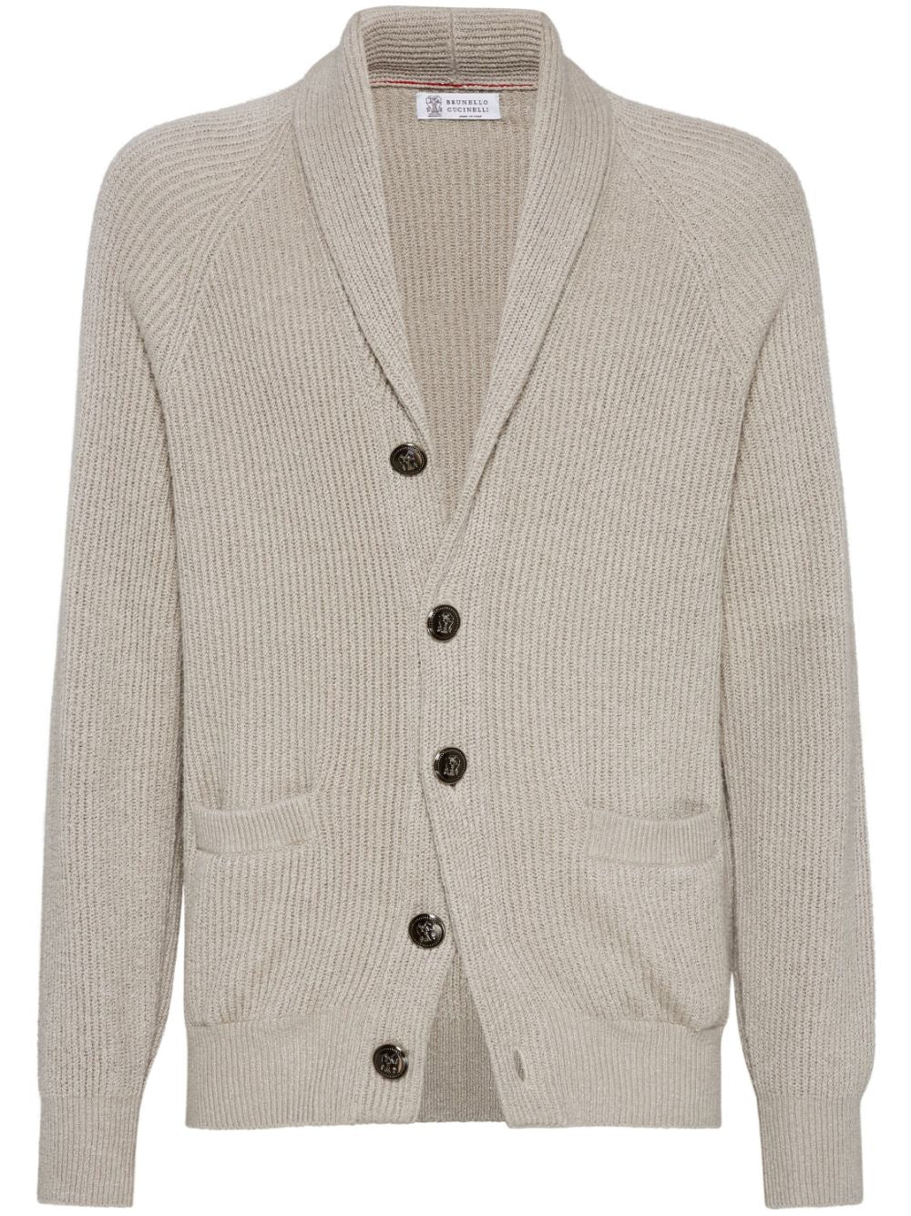 Brunello Cucinelli Shawl Collar Cardigan Beige