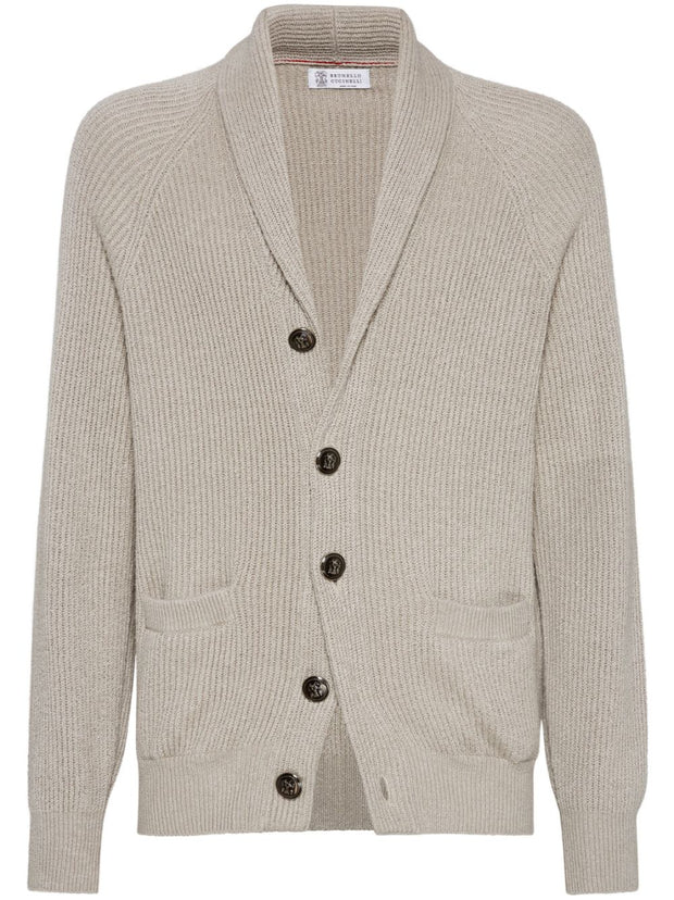 Brunello Cucinelli Cotton V-necked Cardigan - Beige