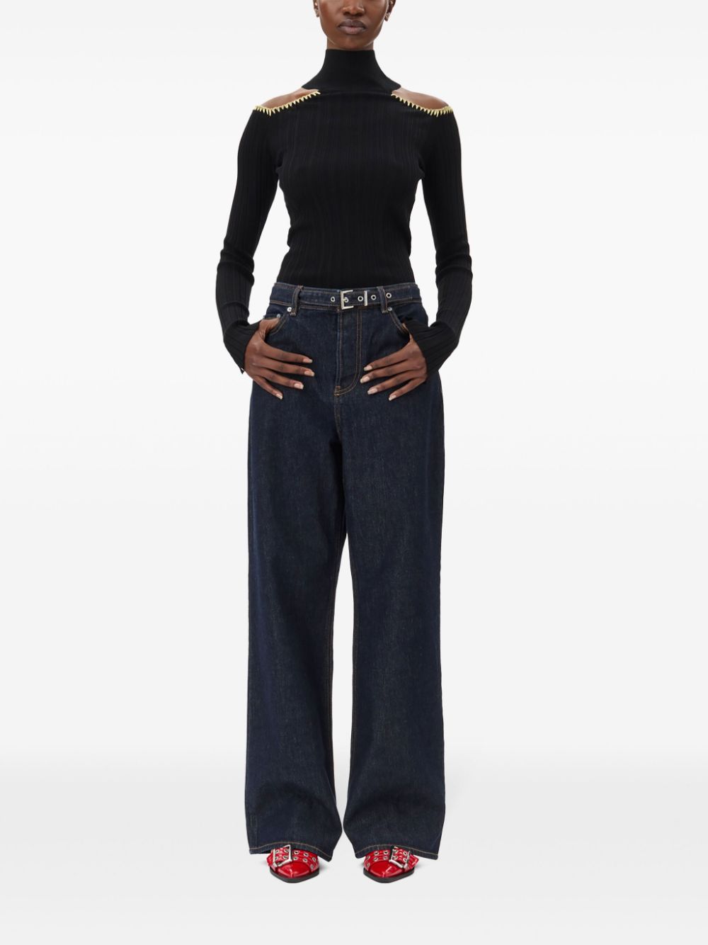 GANNI Wide Leg Jeans Blue