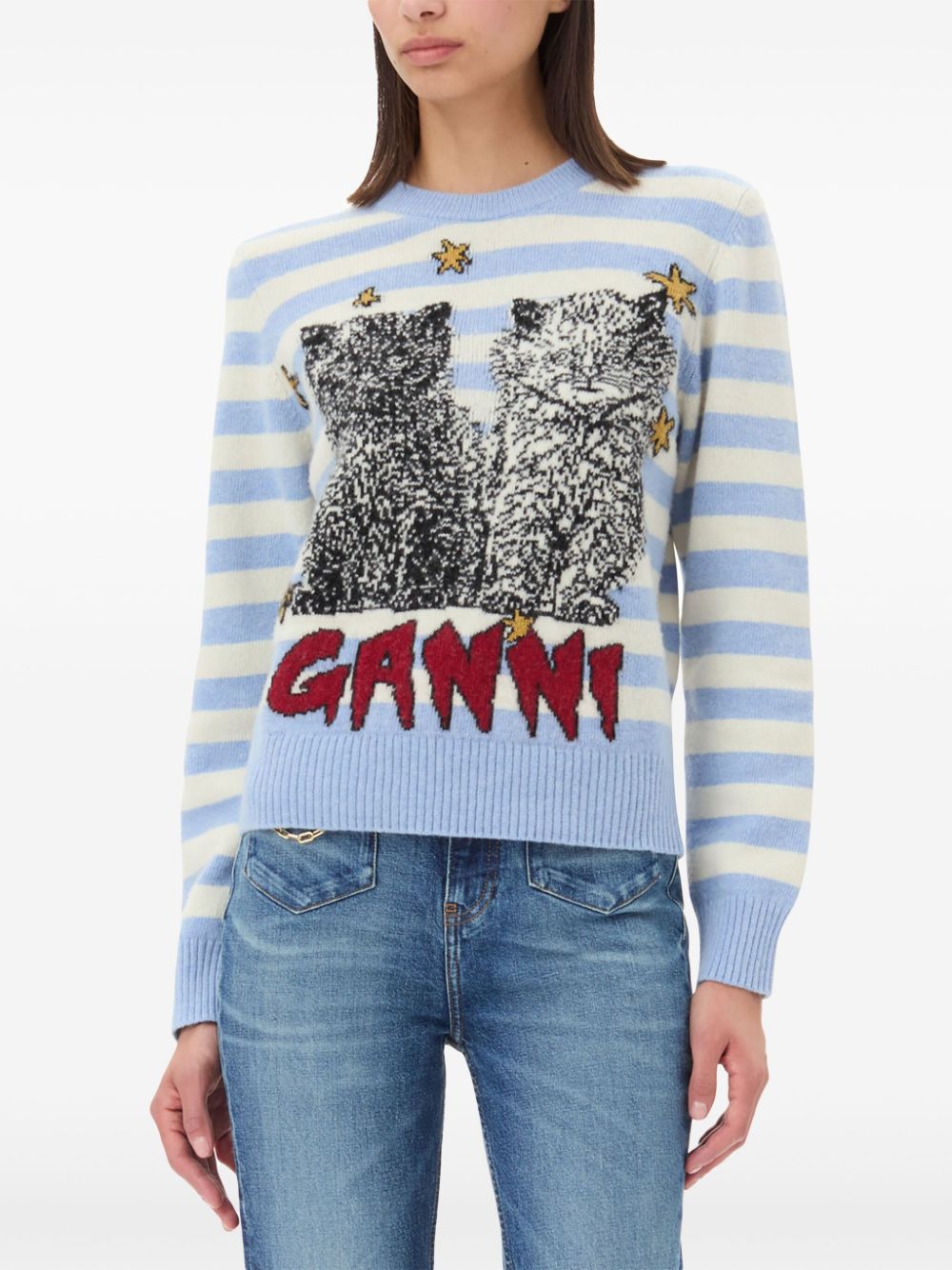 GANNI Wool Blend Sweater Clear Blue