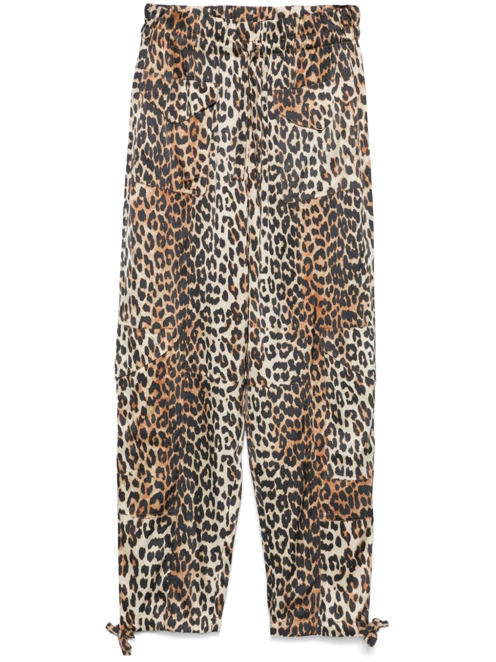 GANNI Satin Leopard Print Trousers