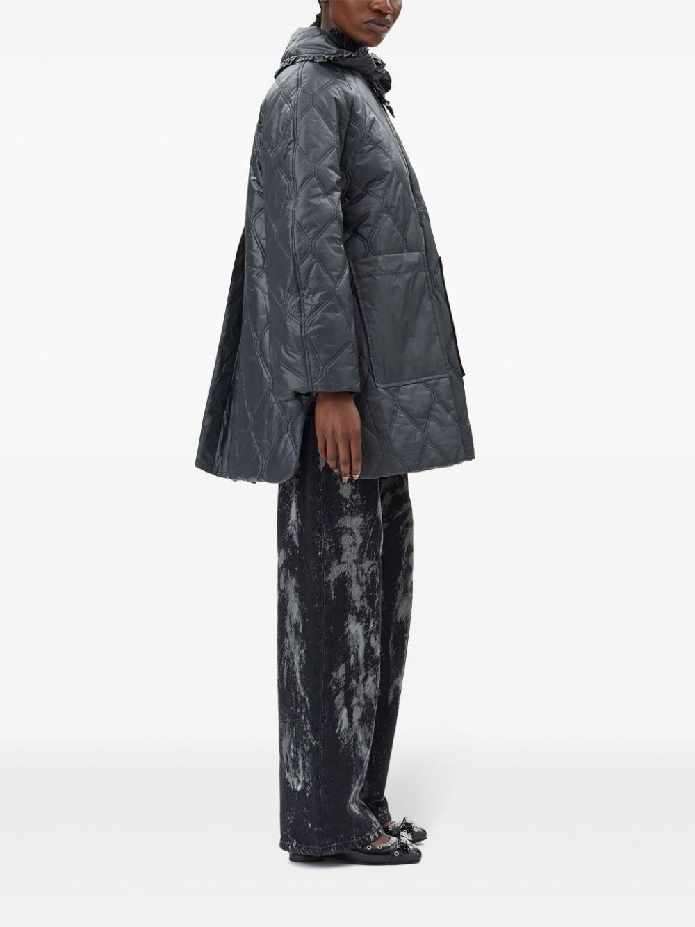 GANNI Shiny Quilt Midi Jacket