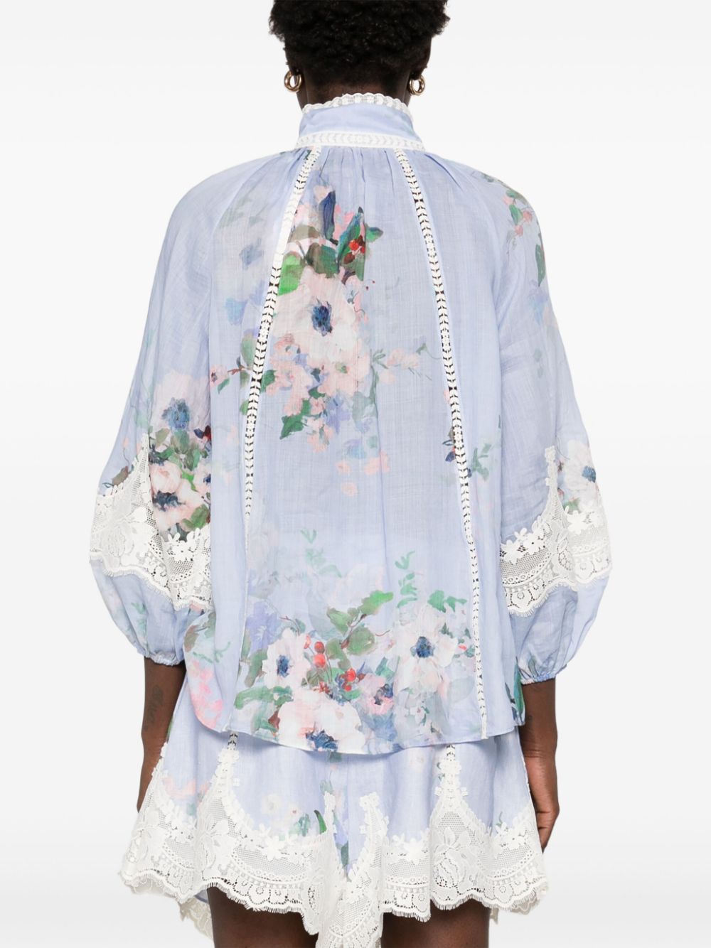 Zimmermann Everly Lace Trim Shirt Blue