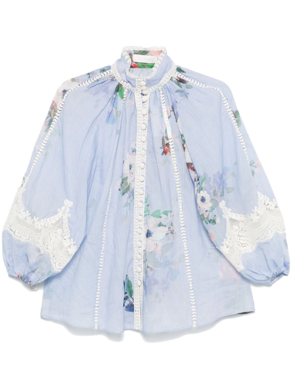 Zimmermann Everly Lace Trim Shirt Blue