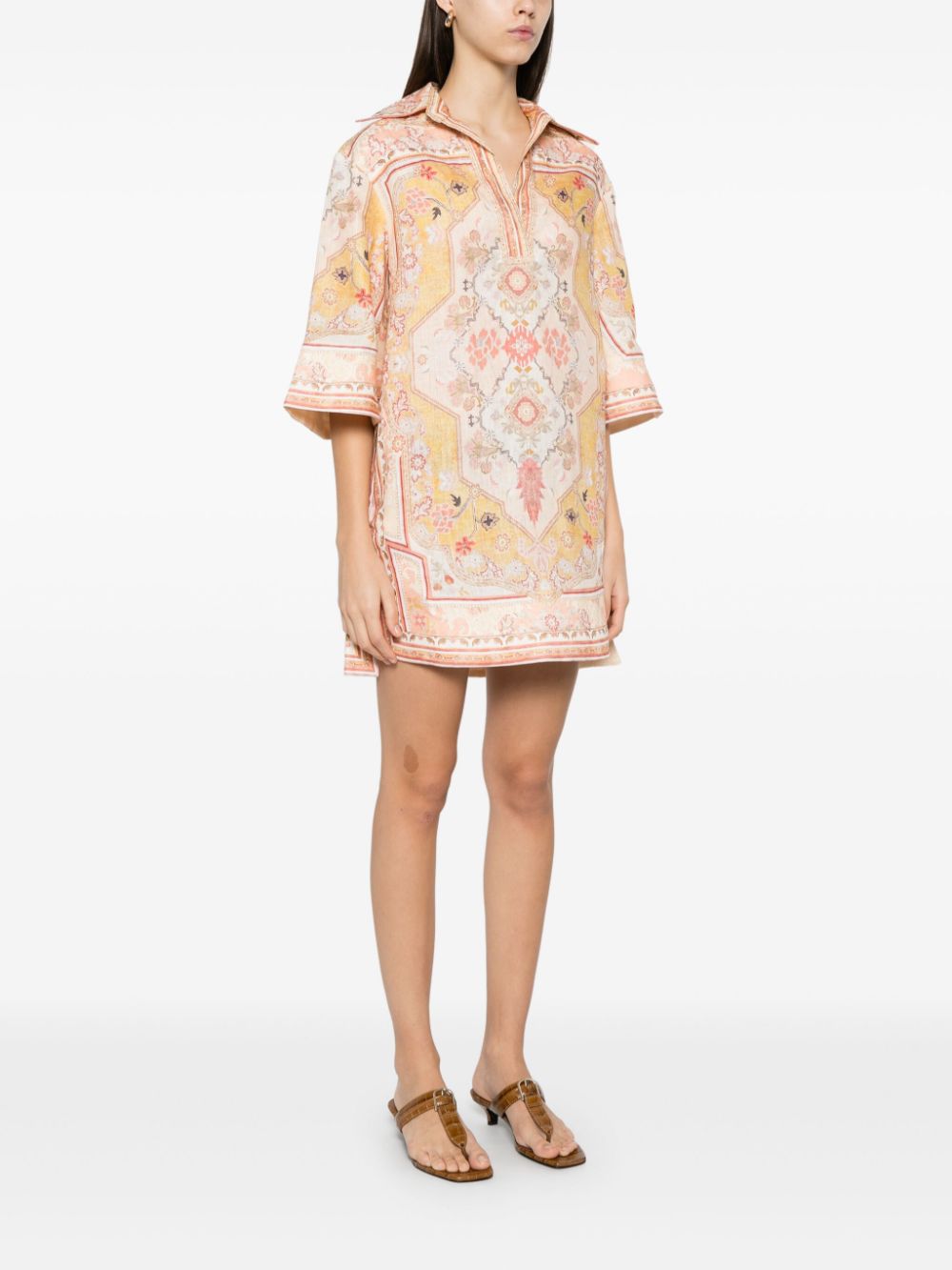 Zimmermann Wylie Tunic Mini Dress Beige