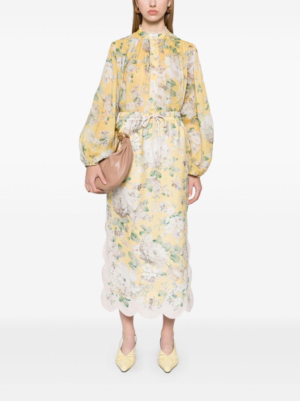 Zimmermann Acacia Floral Midi Skirt