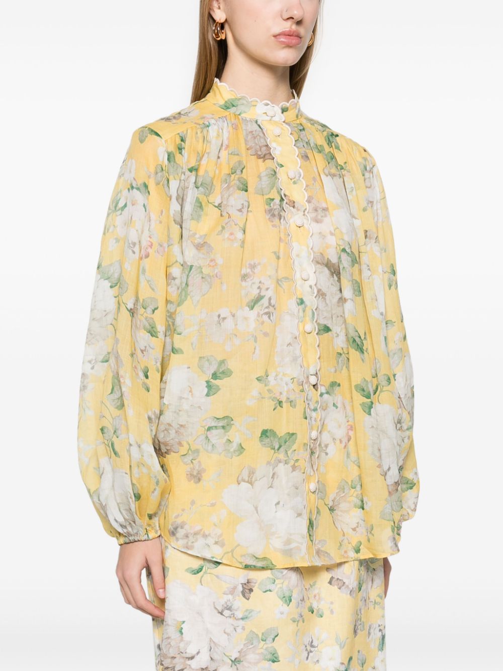 Zimmermann Acacia Floral Shirt Yellow