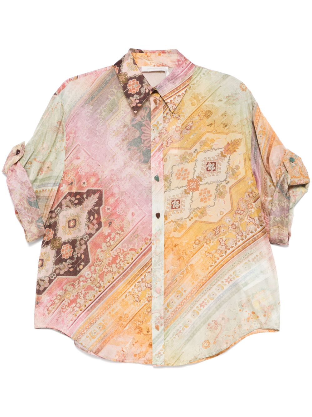 Zimmermann Silk Short Sleeved Shirt Multicolor