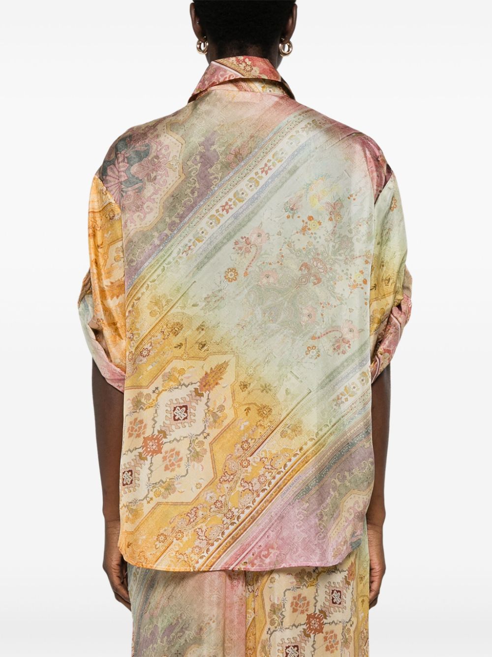 Zimmermann Silk Short Sleeved Shirt Multicolor