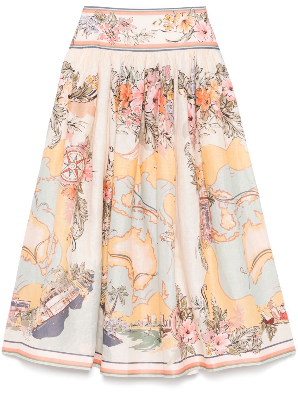 Zimmermann Tallow Midi Skirt Beige